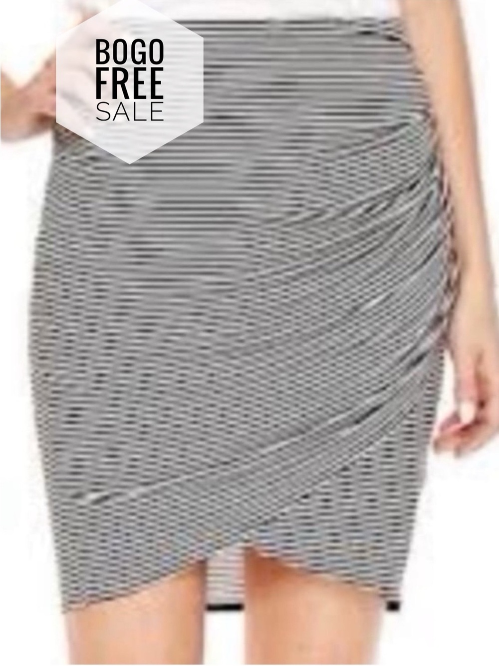 a.n.a Striped Ruched Pencil Skirt